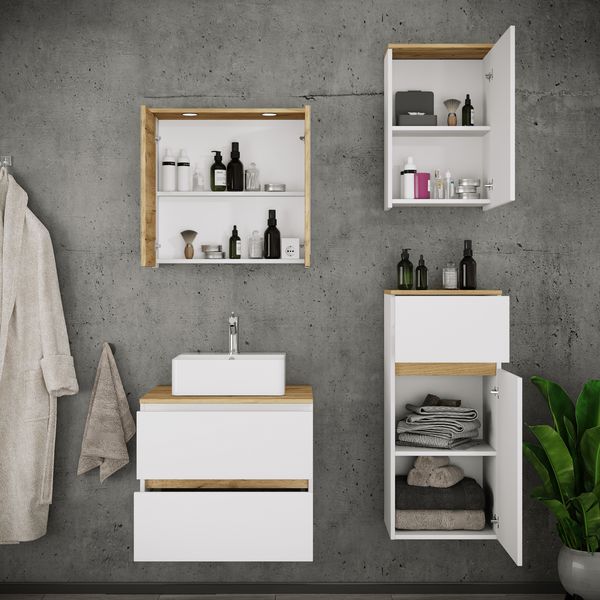 Produktbild: 5 tlg. Badm&ouml;bel-Set mit Waschbecken Cosila-A 60 cm