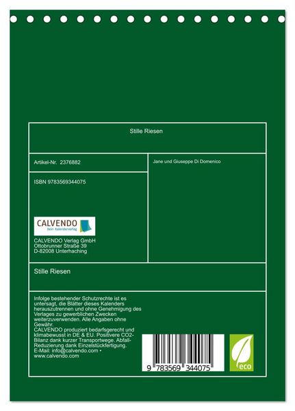Produktbild: Stille Riesen (Tischkalender 2027 DIN A5 hoch), CALVENDO Monatskalender