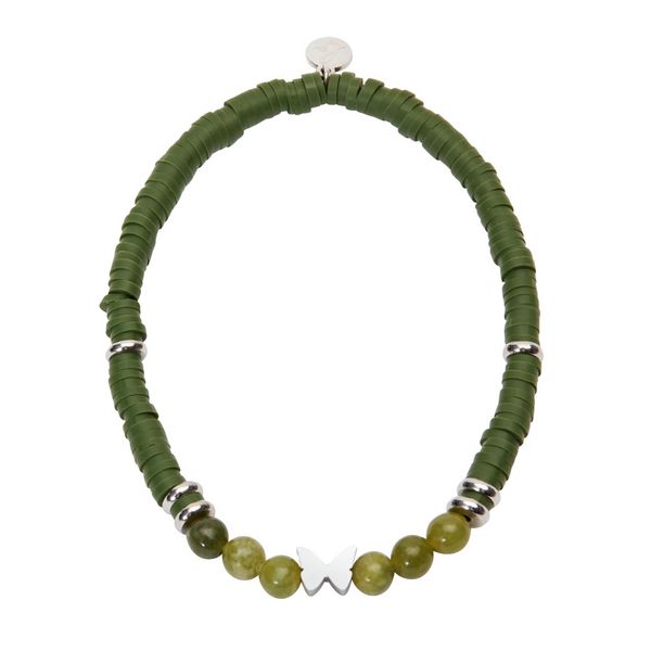Produktbild: Armband - "little dreams" Serpentin - Edelstahl - Schmetterling