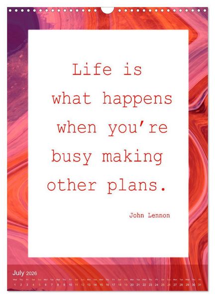 Produktbild: Inspiring sayings (Wall Calendar 2026 DIN A3 portrait), CALVENDO 12 Month Wall Calendar