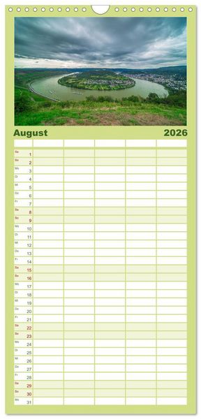 Produktbild: Familienplaner 2026 - Naturwunder - Deutschlands Flussschleifen mit 5 Spalten (Wandkalender, 21 x 45 cm) CALVENDO
