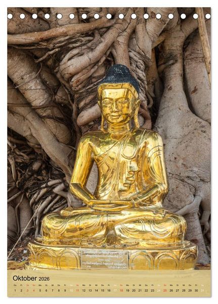 Produktbild: BUDDHA in GOLD (Tischkalender 2026 DIN A5 hoch), CALVENDO Monatskalender
