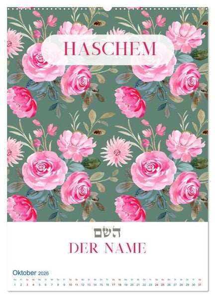 Produktbild: Hebr&auml;ische Namen Gottes aus der Torah (hochwertiger Premium Wandkalender 2026 DIN A2 hoch), Kunstdruck in Hochglanz