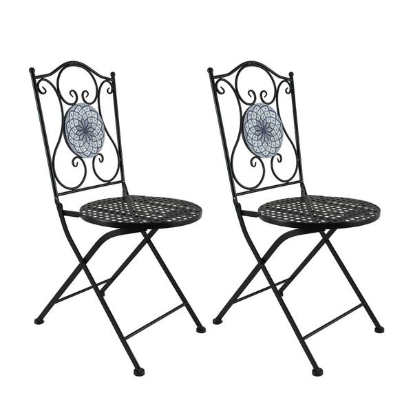 Produktbild: HTI-Living Gartenstuhl 2er-Set Metall Schwarz Byzanz Gartenstuhl 2er-Set Metall Schwarz Byzanz