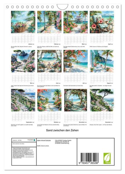 Produktbild: Sand zwischen den Zehen (Wandkalender 2026 DIN A4 hoch), CALVENDO Monatskalender