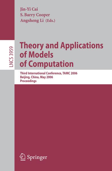 Produktbild: Theory and Applications of Models of Computation
