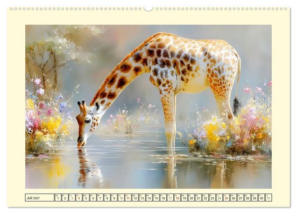 Produktbild: Giraffen. Anmut in weiter Landschaft (Wandkalender 2027 DIN A2 quer), CALVENDO Monatskalender