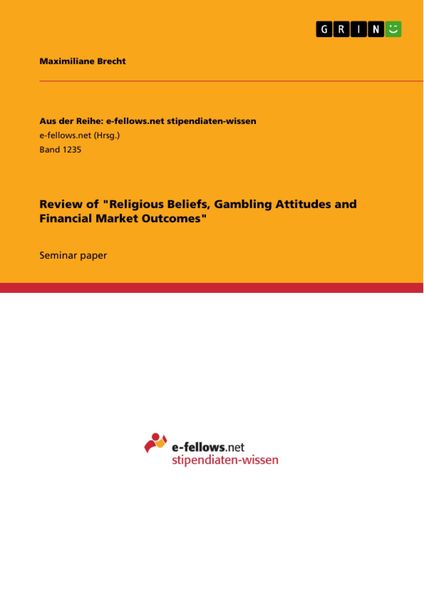Produktbild: Review of "Religious Beliefs, Gambling Attitudes and Financial Market Outcomes"