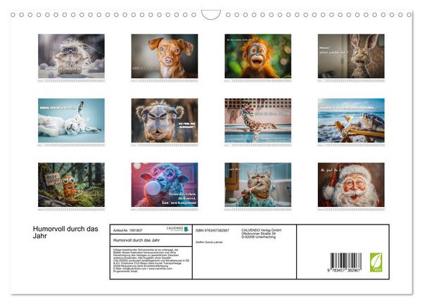 Produktbild: Humorvoll durch das Jahr (Wandkalender 2026 DIN A3 quer), CALVENDO Monatskalender