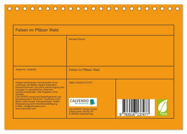 Produktbild: Felsen im Pf&auml;lzer Wald (Tischkalender 2026 DIN A5 quer), CALVENDO Monatskalender