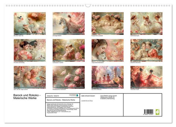 Produktbild: Barock und Rokoko - Malerische Werke (Wandkalender 2026 DIN A2 quer), CALVENDO Monatskalender