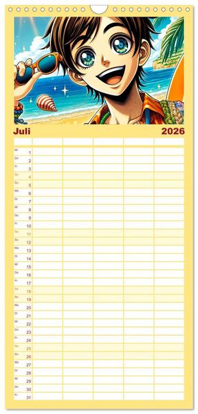 Produktbild: Familienplaner 2026 - Manga Momente - Mit KI entfachte Manga Magie mit 5 Spalten (Wandkalender, 21 x 45 cm) CALVENDO