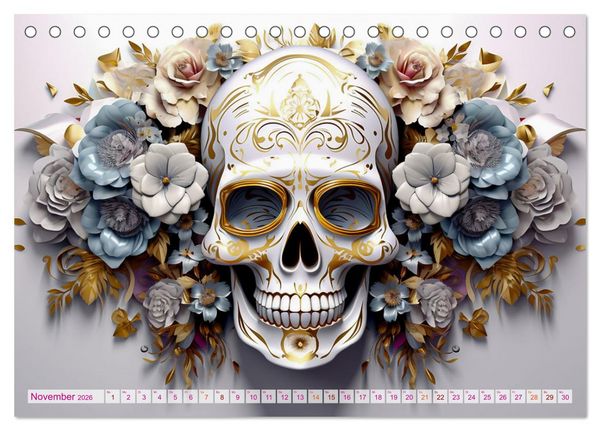 Produktbild: Skull Flower - Totenkopf ART (Tischkalender 2026 DIN A5 quer), CALVENDO Monatskalender