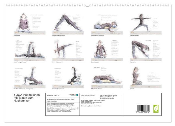 Produktbild: YOGA Inspirationen mit Texten zum Nachdenken (hochwertiger Premium Wandkalender 2026 DIN A2 quer), Kunstdruck in Hochglanz