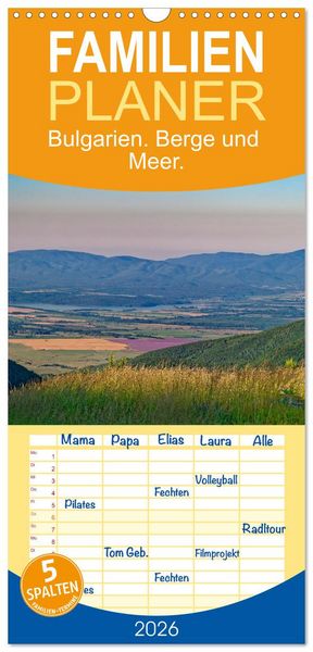 Produktbild: Familienplaner 2026 - Bulgarien. Berge und Meer. mit 5 Spalten (Wandkalender, 21 x 45 cm) CALVENDO