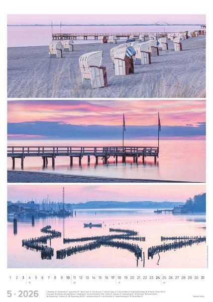 Produktbild: Strandgeflüster - Momente am Meer 2026 - Bildkalender A3 (29,7x42 cm) - mit Feiertagen - Triplets - drei Bilder pro Monat - Naturkalender - Wandplaner
