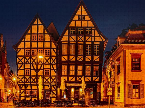 Produktbild: CALVENDO Puzzle Fachwerkh&auml;user am Benediktplatz | 1000 Teile Lege-Gr&ouml;&szlig;e 64x48cm Foto-Puzzle f&uuml;r gl&uuml;ckliche Stunden