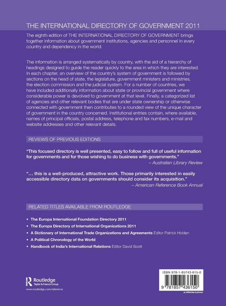 Produktbild: The International Directory of Government 2011
