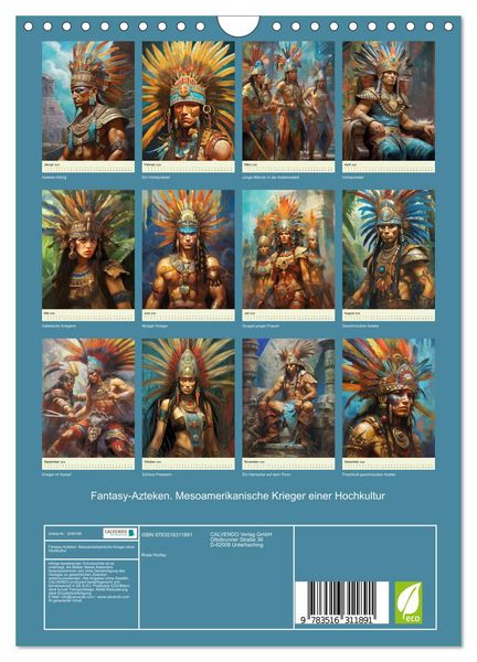 Produktbild: Fantasy-Azteken. Mesoamerikanische Krieger einer Hochkultur (Wandkalender 2026 DIN A4 hoch), CALVENDO Monatskalender