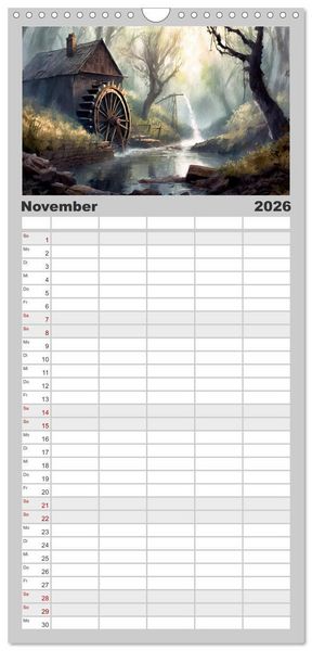 Produktbild: Familienplaner 2026 - Landschaften im Jahreskreis mit 5 Spalten (Wandkalender, 21 x 45 cm) CALVENDO