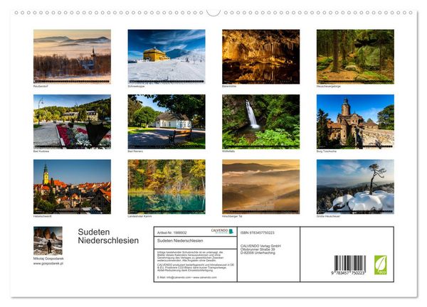 Produktbild: Sudeten Niederschlesien (hochwertiger Premium Wandkalender 2026 DIN A2 quer), Kunstdruck in Hochglanz