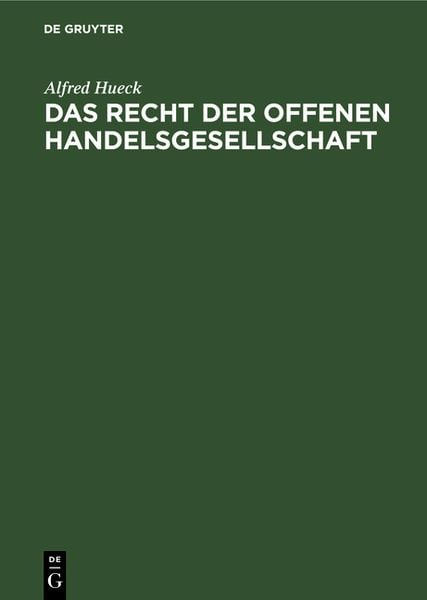 Produktbild: Das Recht der offenen Handelsgesellschaft