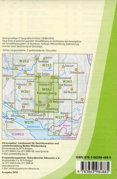 Produktbild: W262 Wanderkarte 1:25 000 Ravensburg