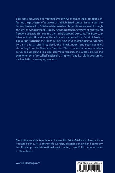 Produktbild: The Takeover of Public Companies as a Mode of Exercising EU Treaty Freedoms