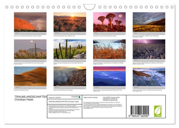 Produktbild: TRAUMLANDSCHAFTEN Christian Heeb (Wandkalender 2026 DIN A4 quer), CALVENDO Monatskalender