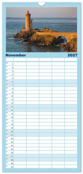 Produktbild: Familienplaner 2027 - Bretagne Traumhafte K&uuml;sten in Frankreichs Nordwesten mit 5 Spalten (Wandkalender, 21 x 45 cm) CALVENDO