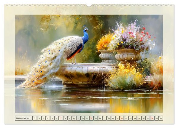 Produktbild: Pfaue. Elegante Zierv&ouml;gel im englischen Garten (Wandkalender 2027 DIN A2 quer), CALVENDO Monatskalender