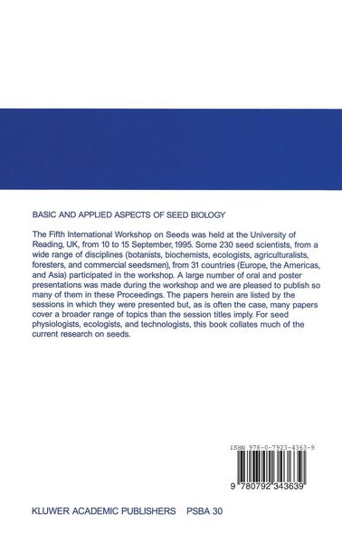 Produktbild: Basic and Applied Aspects of Seed Biology