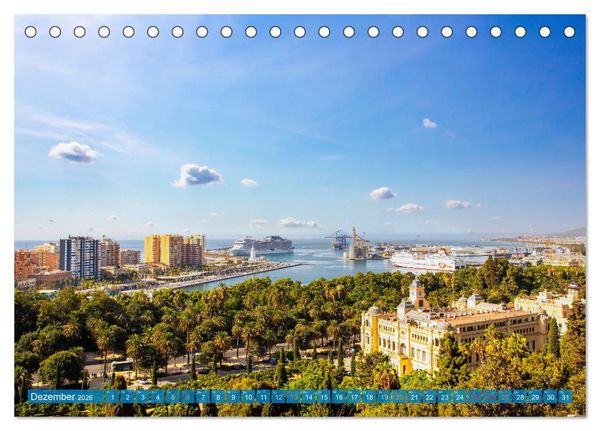 Produktbild: Malaga Highlights der Stadt an der Costa del Sol (Tischkalender 2026 DIN A5 quer), CALVENDO Monatskalender