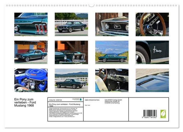 Produktbild: Ein Pony zum verlieben - Ford Mustang 1968 (hochwertiger Premium Wandkalender 2026 DIN A2 quer), Kunstdruck in Hochglanz