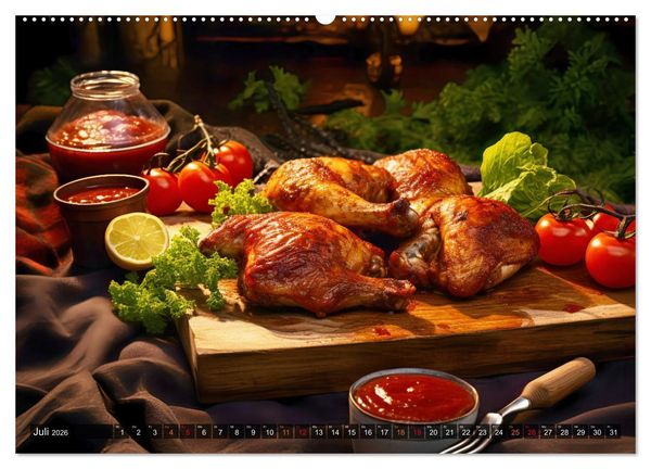 Produktbild: BBQ Feuerzauber - Grillkalender (hochwertiger Premium Wandkalender 2026 DIN A2 quer), Kunstdruck in Hochglanz