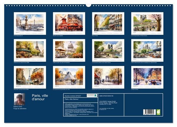 Produktbild: Paris, ville d'amour (Calendrier mural 2026 DIN A2 vertical), CALVENDO calendrier mensuel