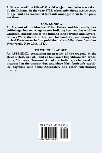 Produktbild: A Narrative of the Life of Mrs. Mary Jemison - A Classic Captivity Narrative of the American Frontier