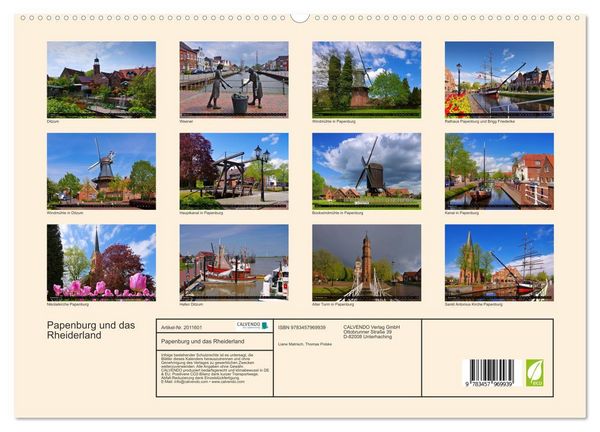 Produktbild: Papenburg und das Rheiderland (hochwertiger Premium Wandkalender 2026 DIN A2 quer), Kunstdruck in Hochglanz