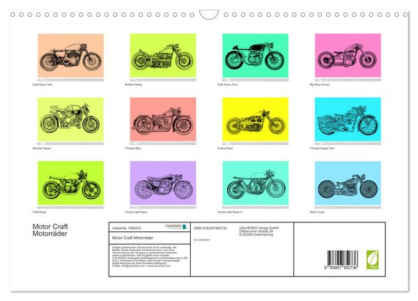 Produktbild: Motor Craft Motorr&auml;der (Wandkalender 2026 DIN A3 quer), CALVENDO Monatskalender