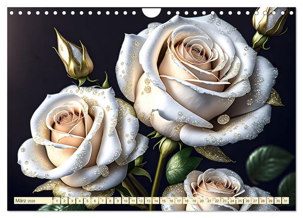 Produktbild: Lieblingsblumen mit goldenen Akzenten (Wandkalender 2026 DIN A4 quer), CALVENDO Monatskalender
