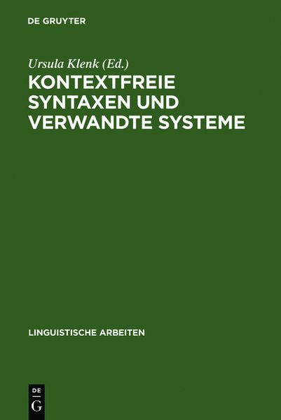 Produktbild: Kontextfreie Syntaxen und verwandte Systeme