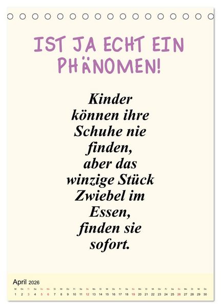 Produktbild: Spr&uuml;che-Kalender. Lustiges f&uuml;r die Familie! (Tischkalender 2026 DIN A5 hoch), CALVENDO Monatskalender
