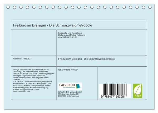 Produktbild: Freiburg im Breisgau - Die Schwarzwaldmetropole (Tischkalender 2026 DIN A5 quer), CALVENDO Monatskalender