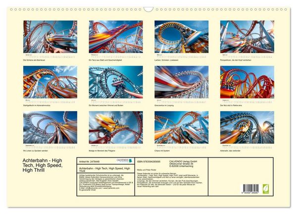 Produktbild: Achterbahn - High Tech, High Speed, High Thrill (Wandkalender 2027 DIN A2 quer), CALVENDO Monatskalender