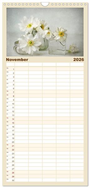 Produktbild: Familienplaner 2026 - Kleine Bl&uuml;tenwunder mit 5 Spalten (Wandkalender, 21 x 45 cm) CALVENDO