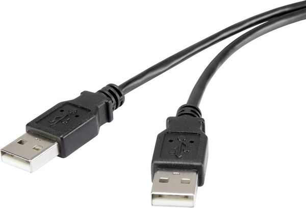 Renkforce USB-Kabel USB 2.0 USB-A Stecker, USB-A Stecker 1.00 m Schwarz vergoldete Steckkontakte RF-4463028