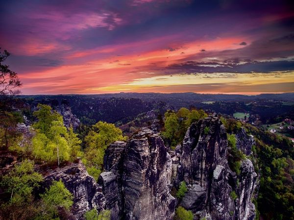 Produktbild: CALVENDO Puzzle Fr&uuml;h morgens auf der Bastei | 1000 Teile Lege-Gr&ouml;&szlig;e 64x48cm Foto-Puzzle f&uuml;r gl&uuml;ckliche Stunden
