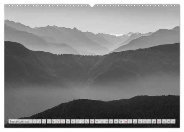 Produktbild: Bergpixels Schwarz-Wei&szlig;e Gebirgstr&auml;ume (Wandkalender 2026 DIN A2 quer), CALVENDO Monatskalender