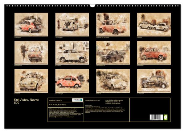 Produktbild: Kult-Autos, Nuova 500 (Wandkalender 2026 DIN A2 quer), CALVENDO Monatskalender