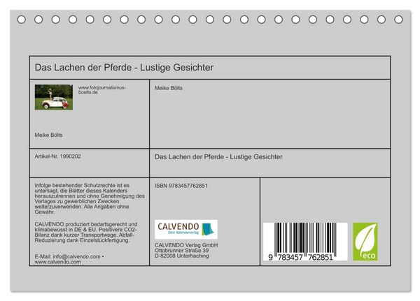 Produktbild: Das Lachen der Pferde - Lustige Gesichter (Tischkalender 2026 DIN A5 quer), CALVENDO Monatskalender